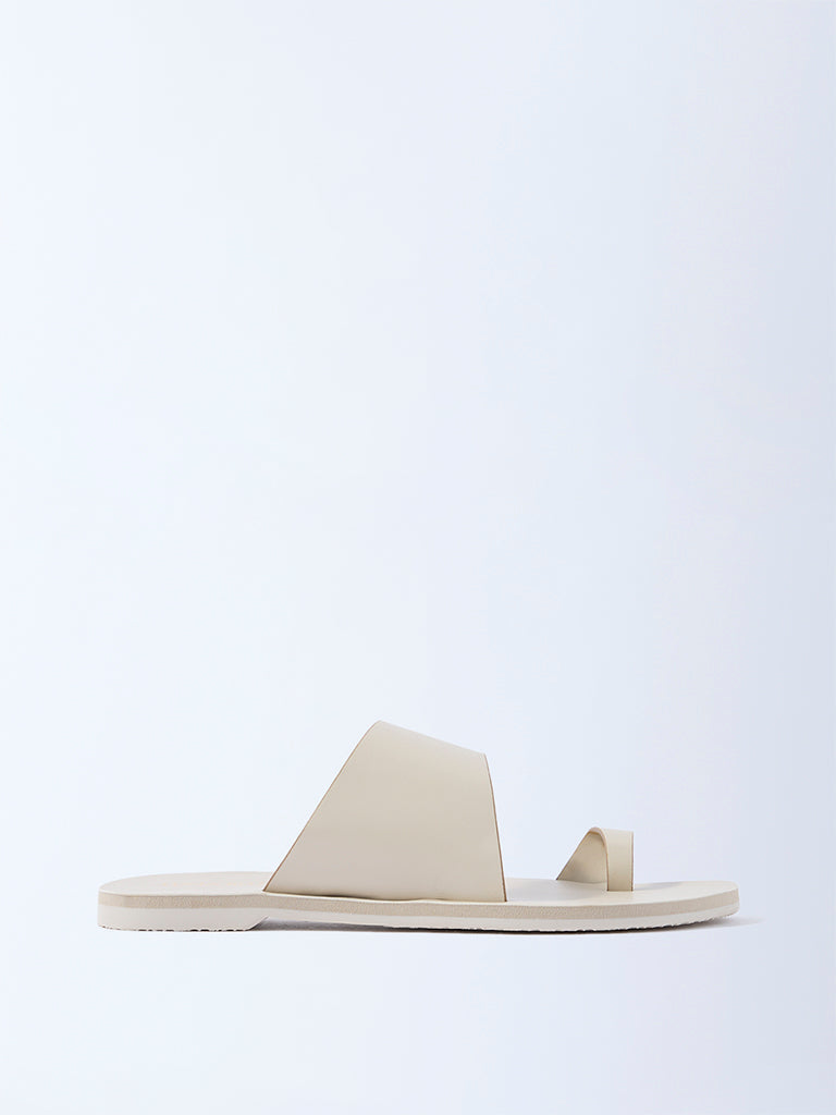 LUNA BLU Ivory Toe-Ring Slip-On Sandals
