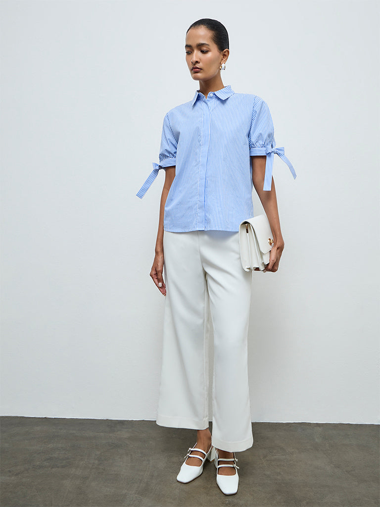 Wardrobe Blue Striped Cotton Shirt