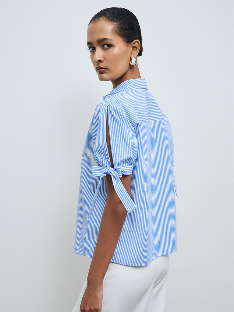 Wardrobe Blue Striped Cotton Shirt