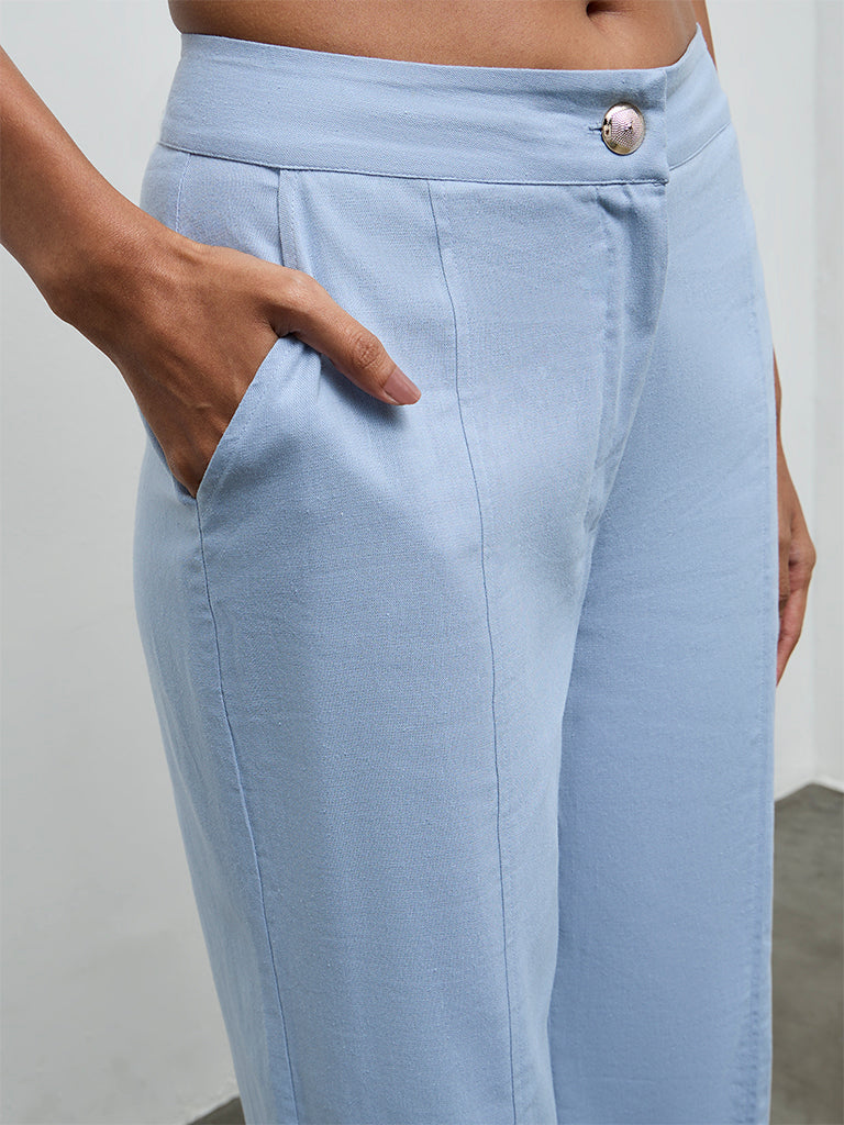 Wardrobe Dusty Blue High-Rise Trousers