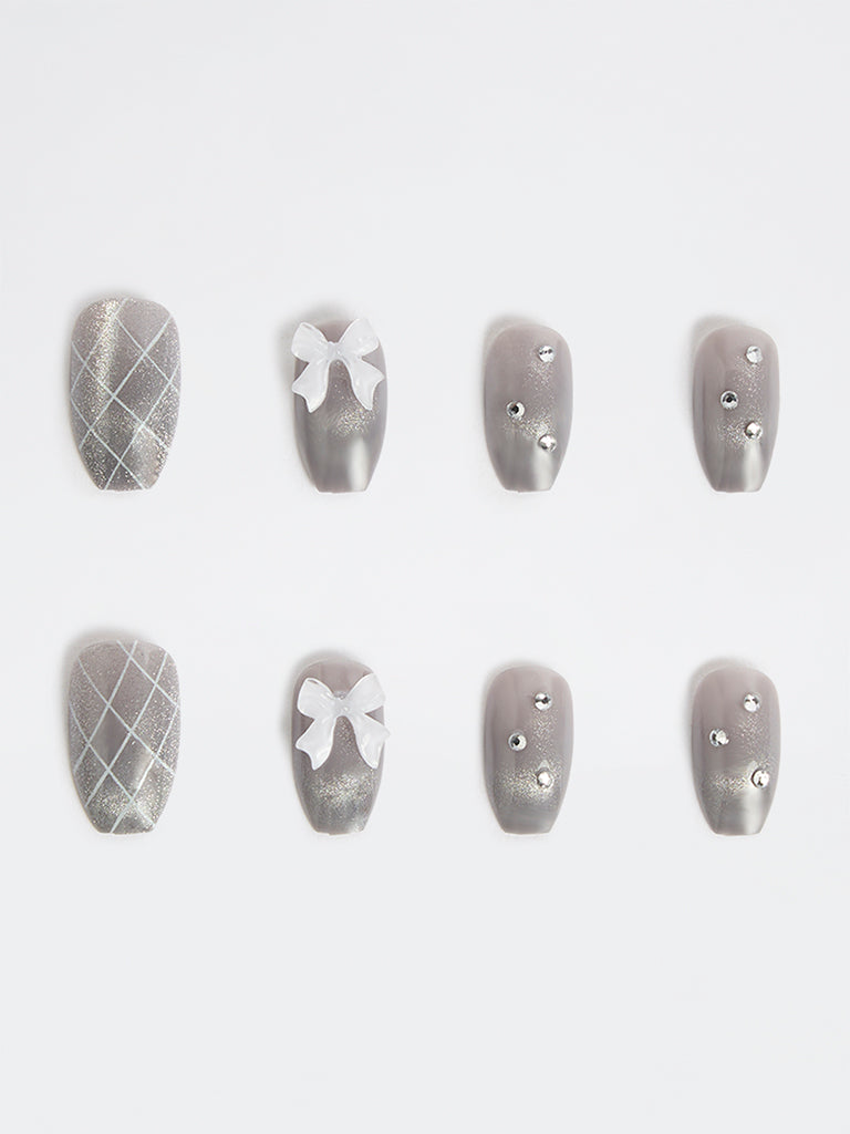 Studiowest Multicolour Silver Cat-Eye Press-On Nail Set