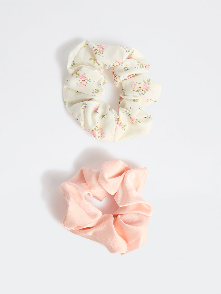 Westside Accessories Multicolour Floral Printed Scrunchies - Pack of 2