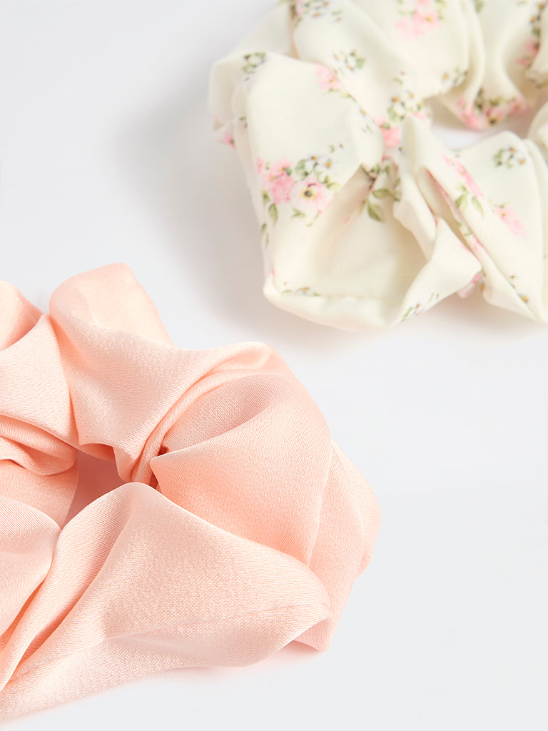 Westside Accessories Multicolour Floral Printed Scrunchies - Pack of 2
