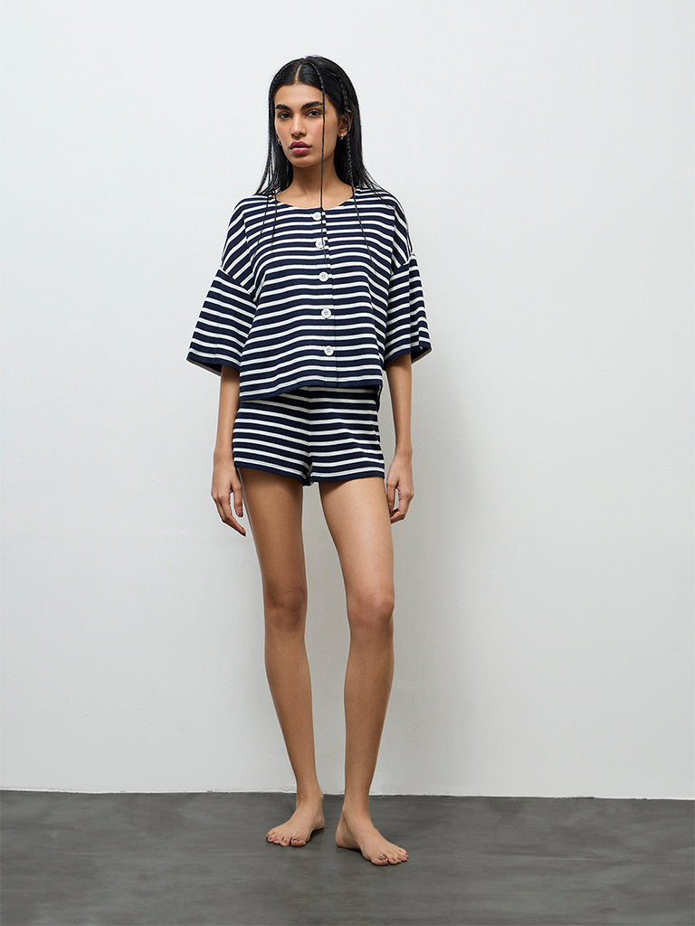 Superstar Navy Striped Cotton Top