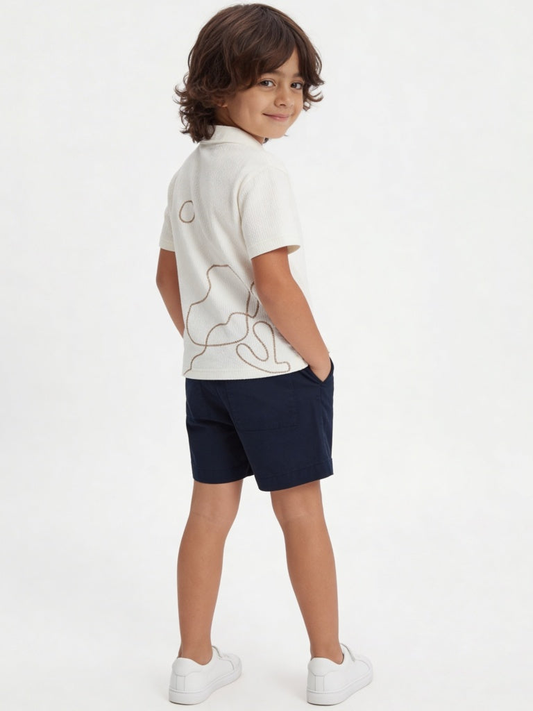 HOP Kids Boys Navy Mid-Rise Cotton-Blend Shorts