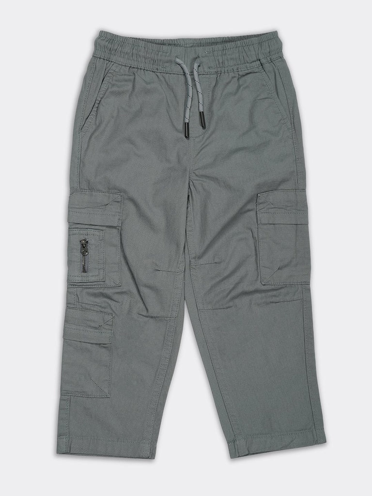 HOP Kids Boys Blue Relaxed Fit Cargo Cotton-Blend Trousers