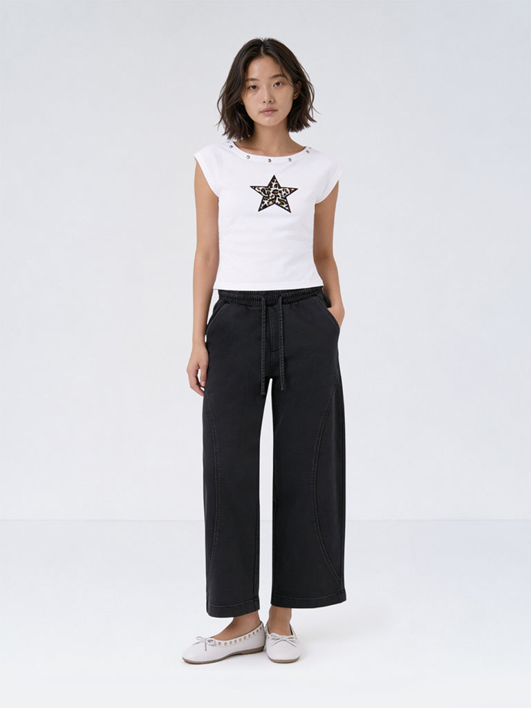 Girls Black High-Rise Relaxed-Fit Jeans