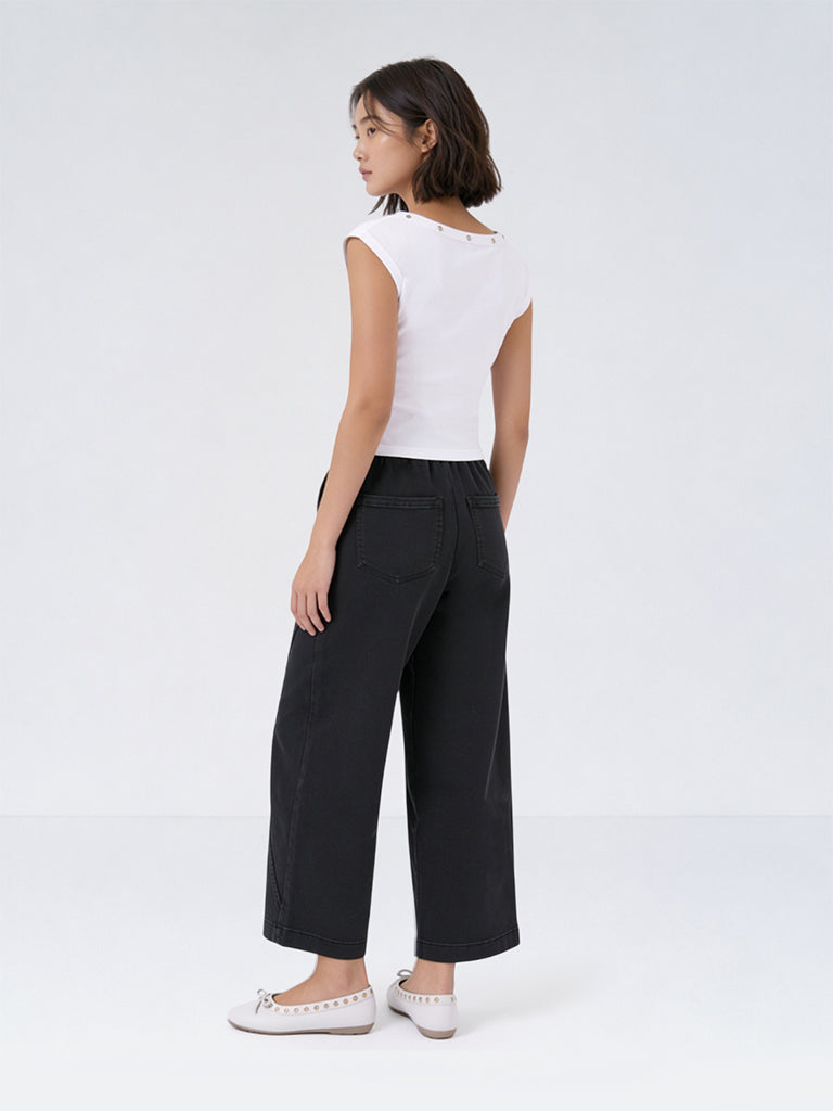 Girls Black High-Rise Relaxed-Fit Jeans