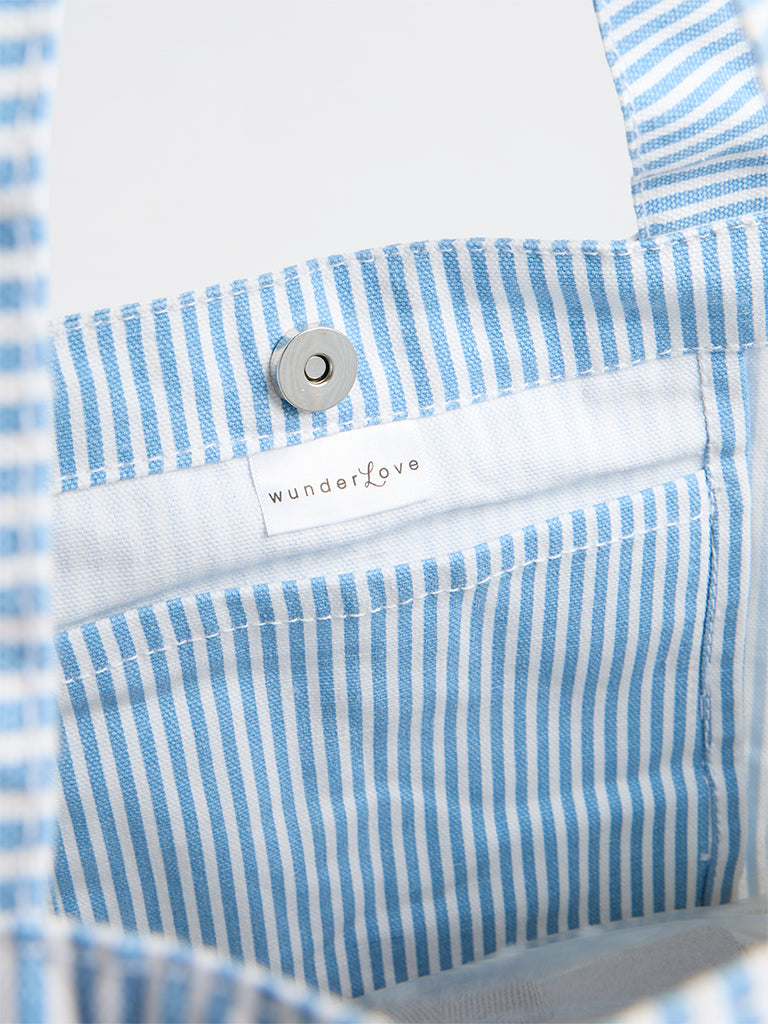 Wunderlove  Blue Stripe-Printed Canvas Tote Bag