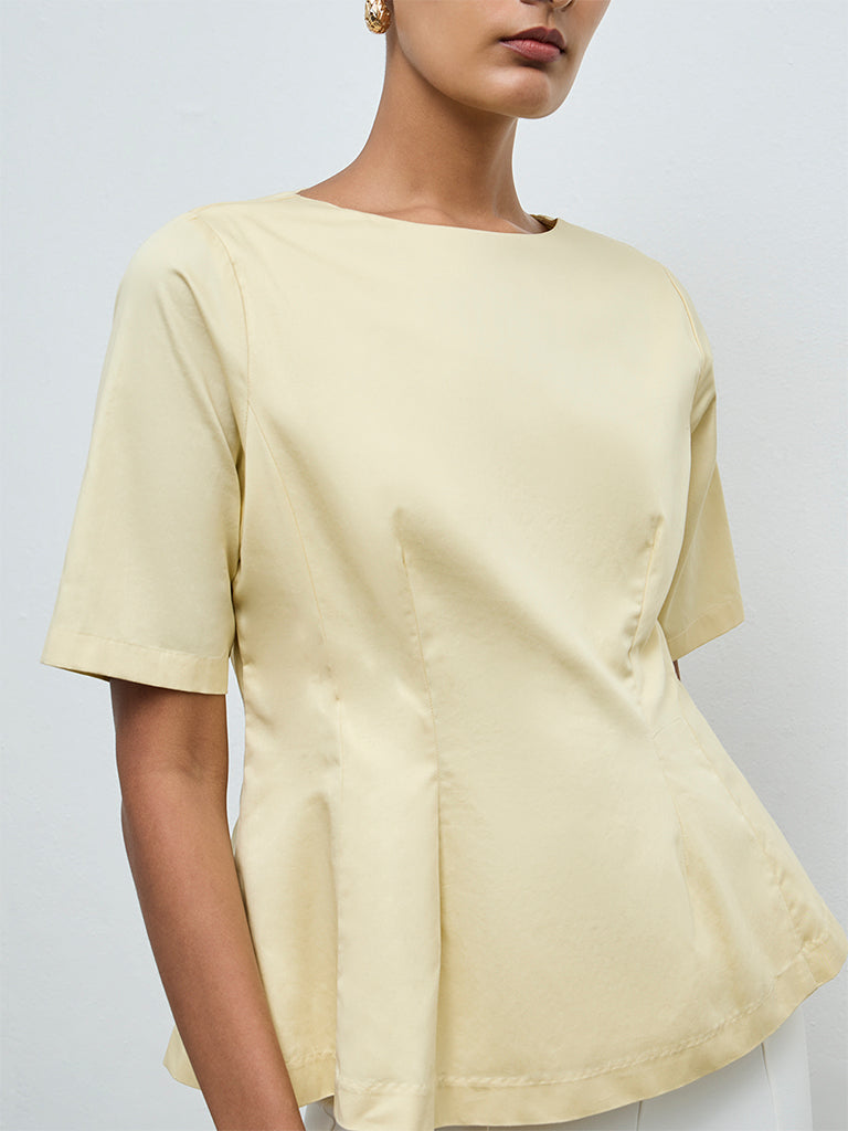 Wardrobe Yellow Cotton Peplum Top