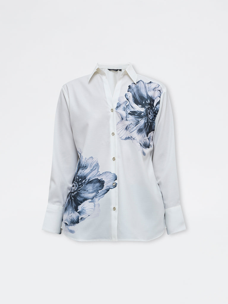 Wardrobe White Floral Design Shirt