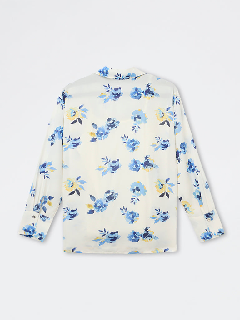 Wardrobe Ivory Floral Pattern Shirt with Camisole