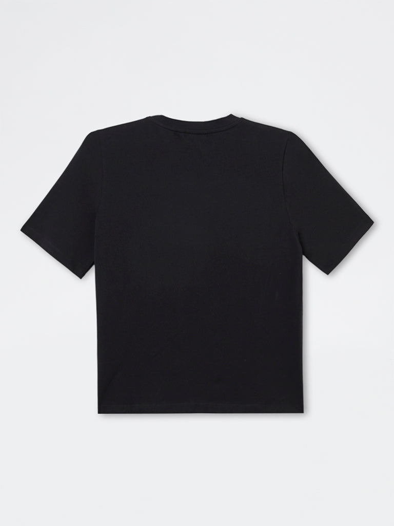 Wardrobe Black Embroidered Cotton-Blend T-Shirt