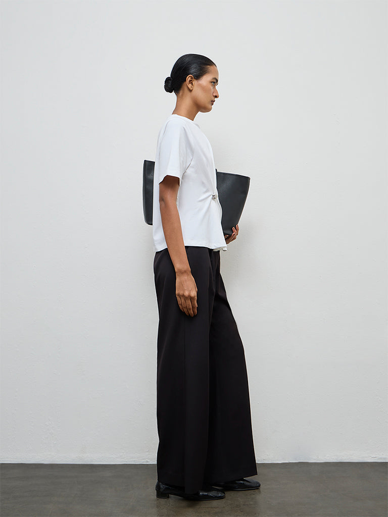 Wardrobe White Solid Cotton-Blend T-Shirt