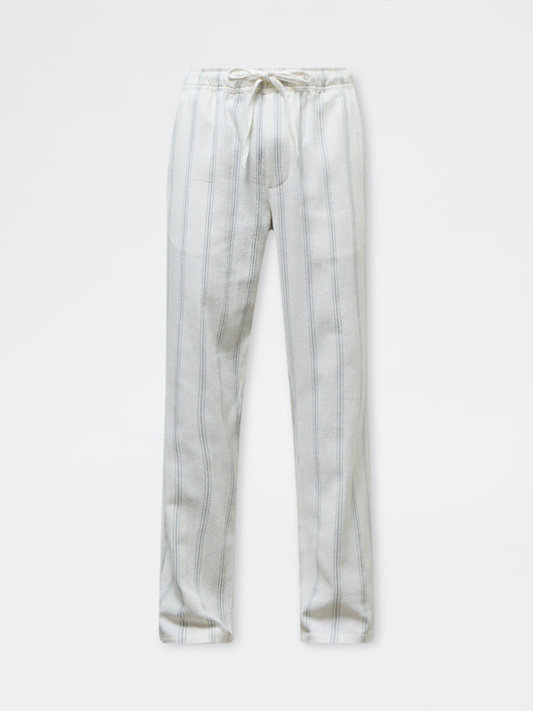 ETA Off-White Striped Relaxed-Fit Mid-Rise Cotton Chinos