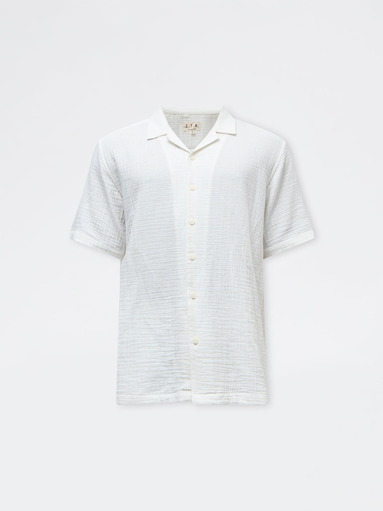 ETA Off-White Crinkle-Textured Relaxed-Fit Cotton Shirt