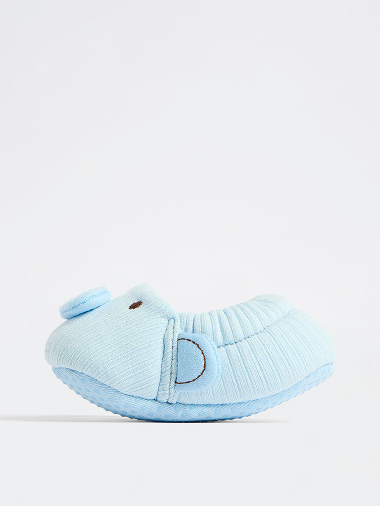 Yellow Light Blue Teddy-Bear Design Booties