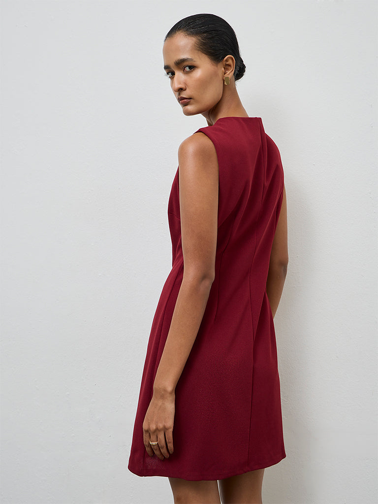 Wardrobe Red Solid Shift Dress