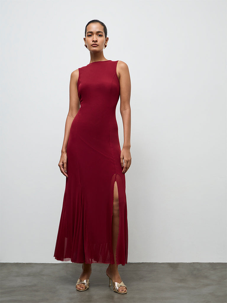 Wardrobe Maroon A-Line Dress