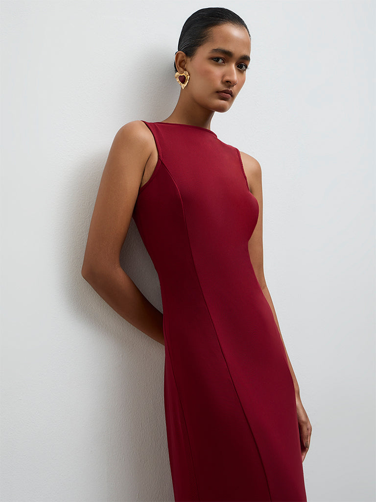 Wardrobe Maroon A-Line Dress