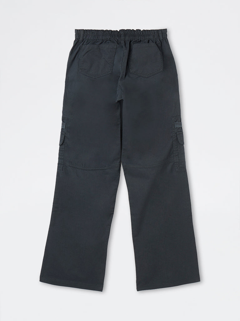 Nuon Navy High-Rise Cotton-Blend Cargo Trousers
