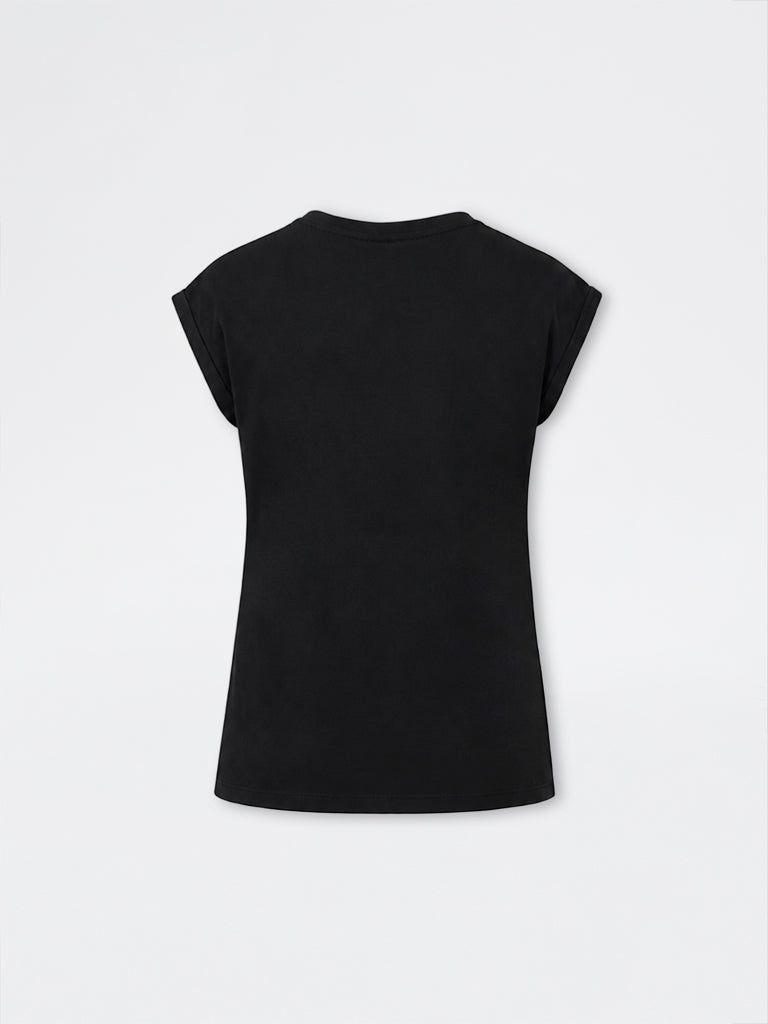 Gia Black Printed Cotton T-Shirt