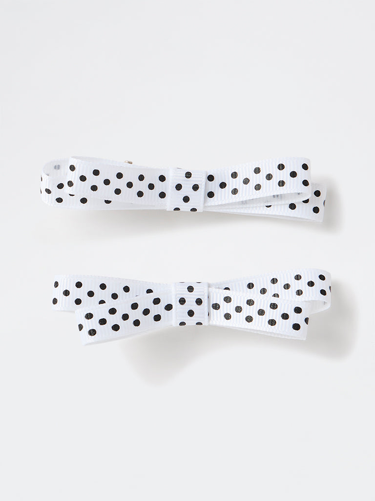 Westside Accessories White Polka Dot Bow Clips - Pack of 2