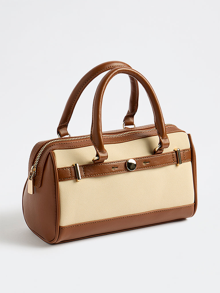Westside Cream and Brown Handbag