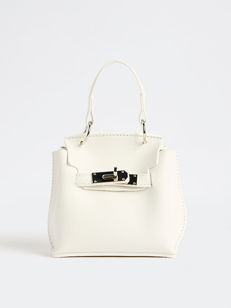Westside White Textured Mini Sling Bag