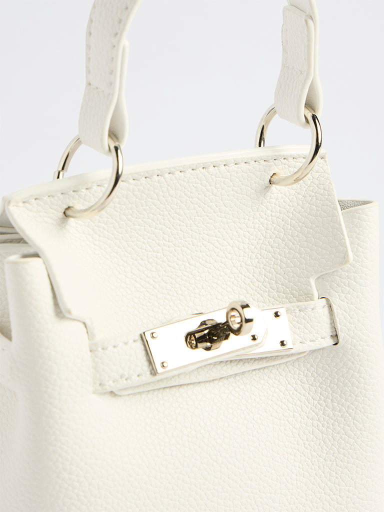 Westside White Textured Mini Sling Bag