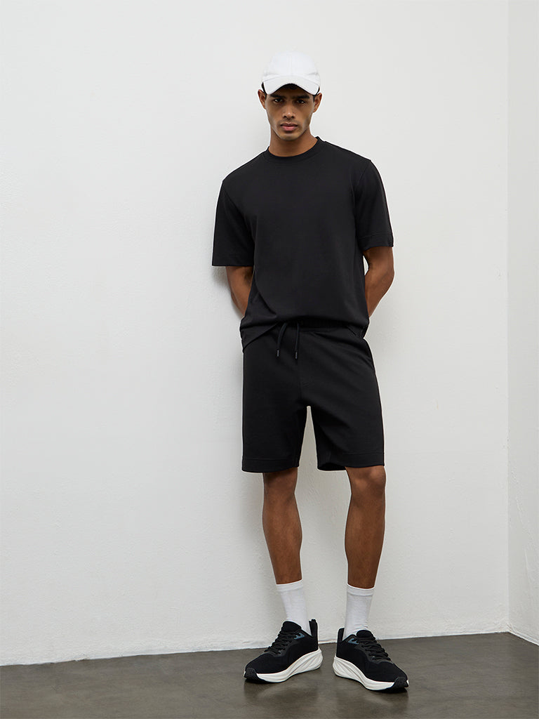 Nuoflexx Black Relaxed-Fit Cotton-Blend T-Shirt