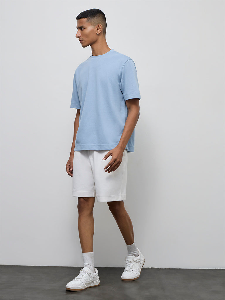 Nuoflexx Light Blue Relaxed-Fit Cotton-Blend T-Shirt
