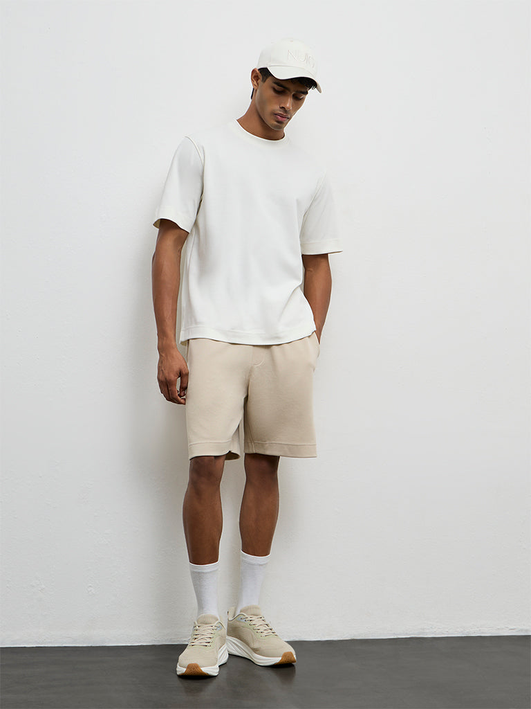 Nuoflexx Off-White Relaxed-Fit Cotton-Blend T-Shirt