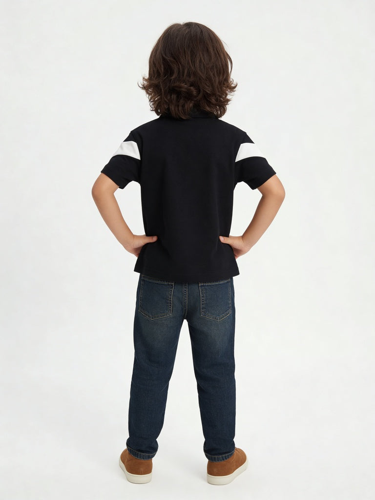 HOP Kids Boys Dark Blue Cargo Detail Regular Fit Jeans