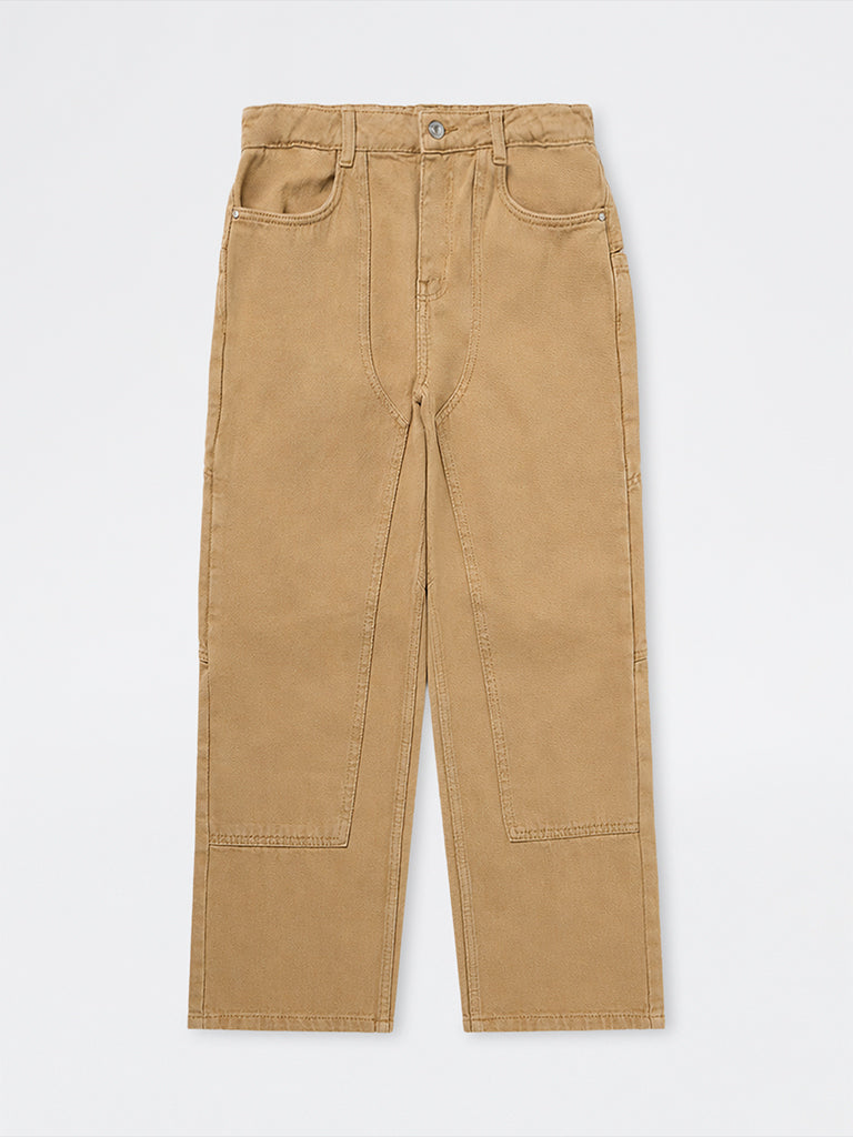 Boys Grey Washed Mid-Rise Jeans