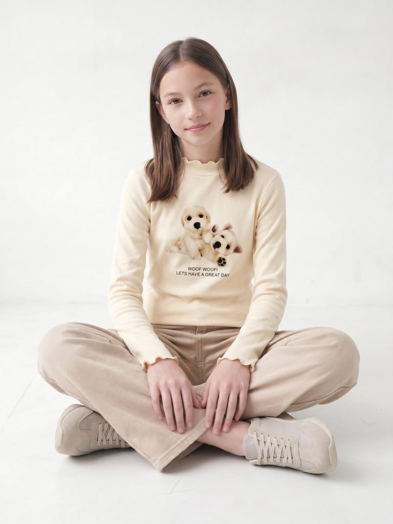 Girls Taupe High-Rise Jeans