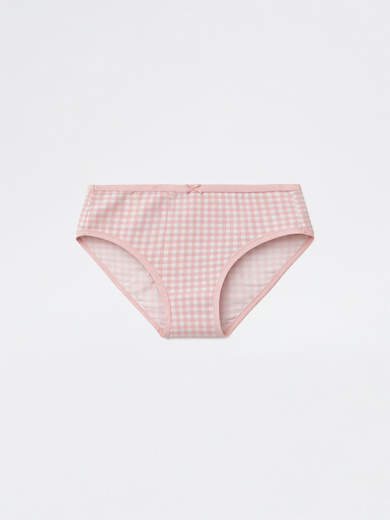 Wunderlove 3-Pack Checkered Printed Cotton-Blend Hi-Leg Briefs