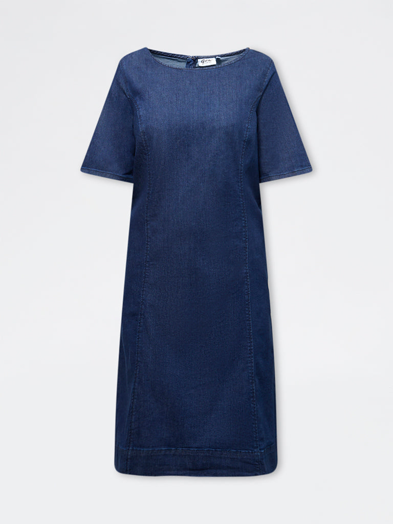 Gia Blue Denim Dark Wash Straight Dress