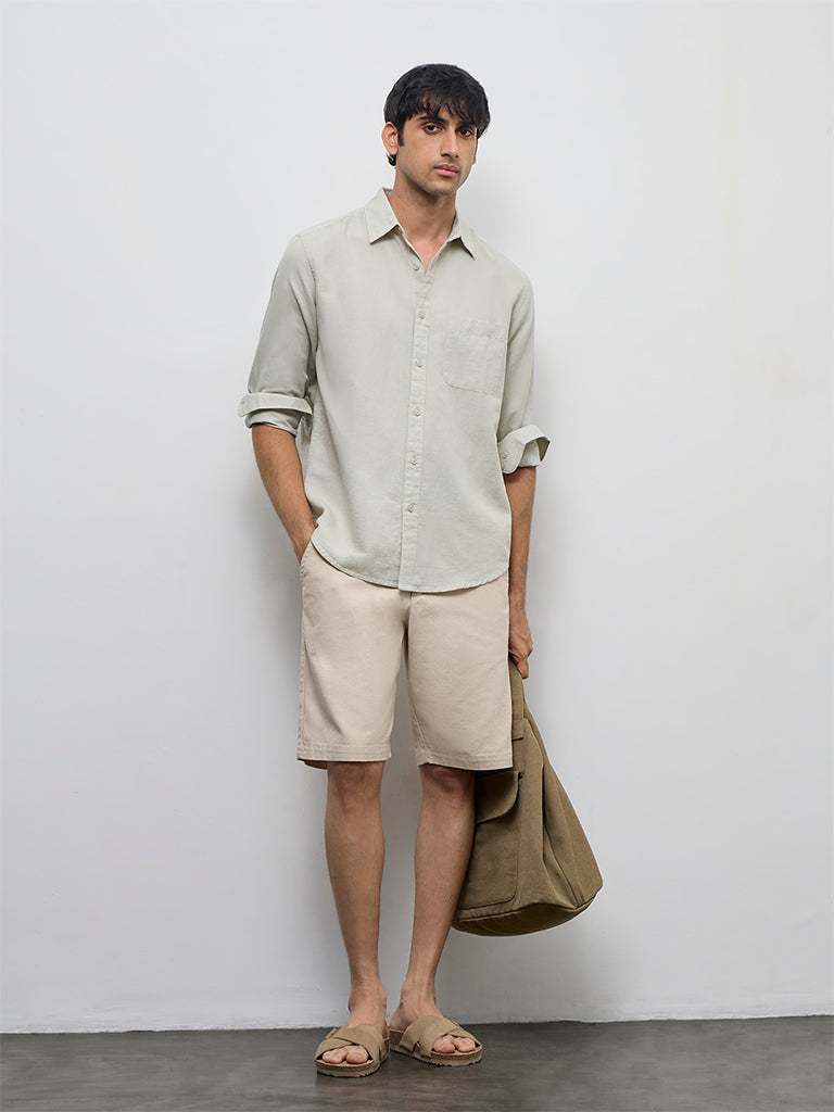WES Casuals Sage Relaxed-Fit Cotton-Blend Shirt