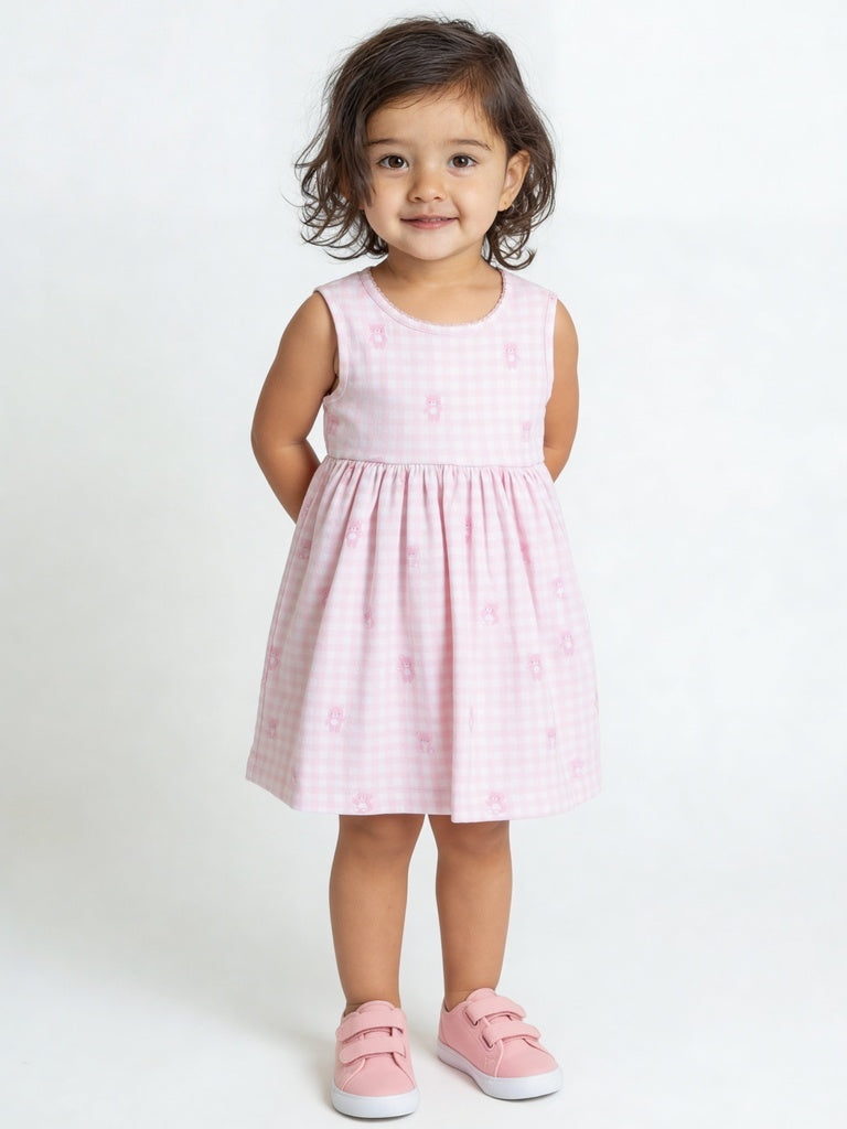 HOP Baby Girls Multi-Colored Printed Fit and Flare Cotton Dress Set