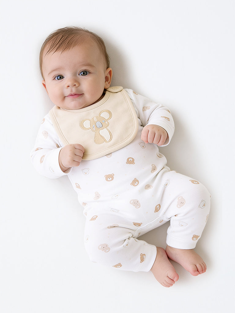 HOP Baby Boys Beige Teddy Printed Cotton Gift Set - Pack of 8