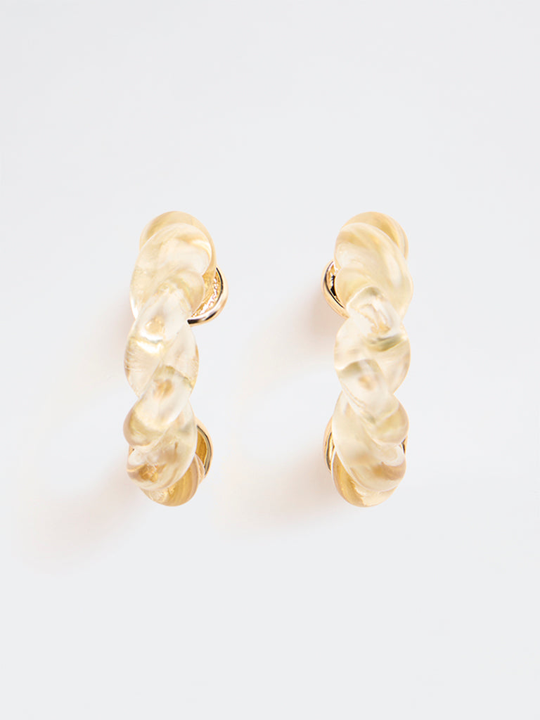 Westside Accessories Yellow Twisted Hoop Earrings