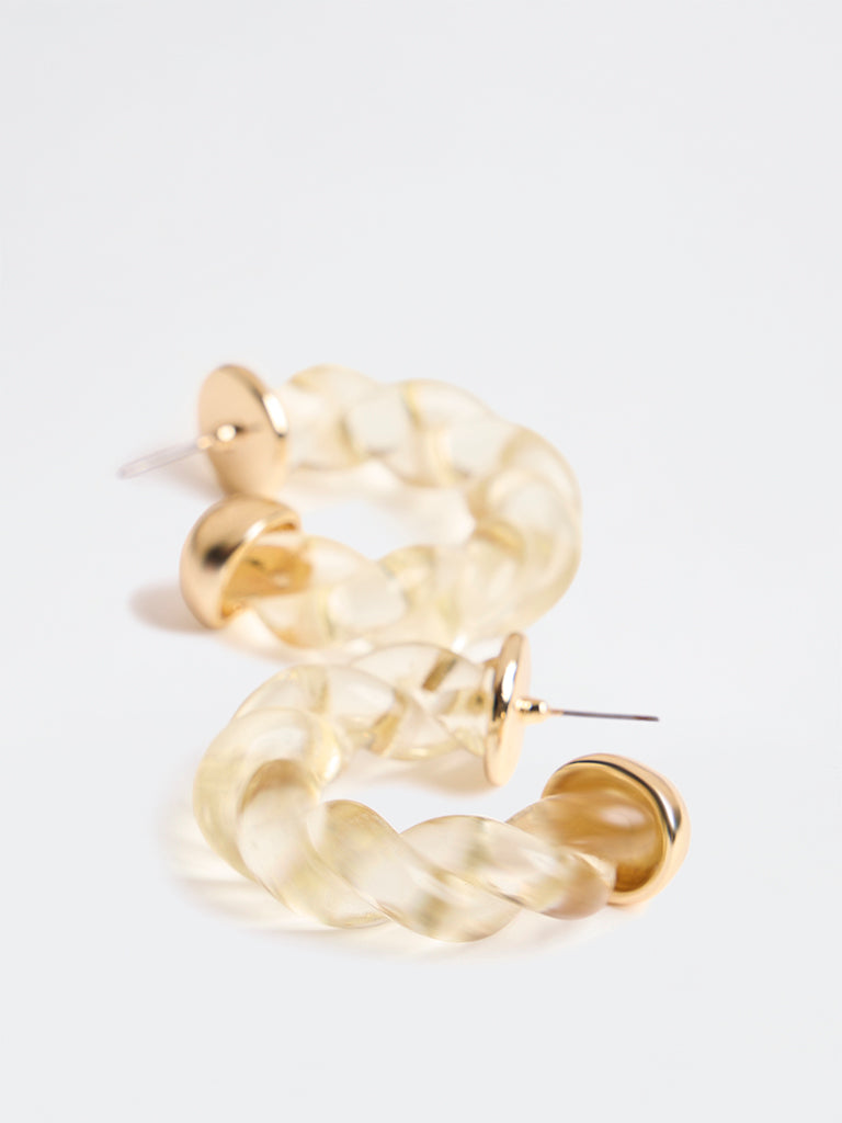 Westside Accessories Yellow Twisted Hoop Earrings