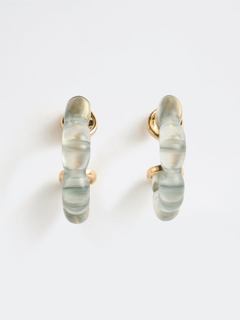 Westside Accessories Green Half-Hoop Resin Earrings