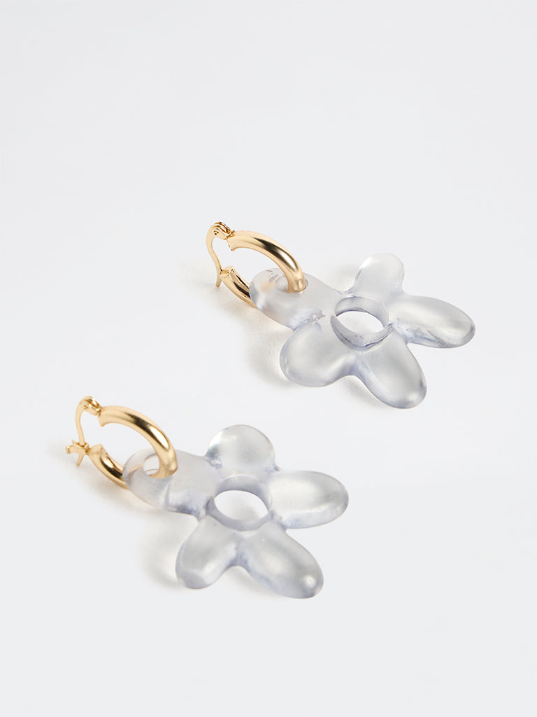 Westside Accessories Blue Floral Resin Earrings