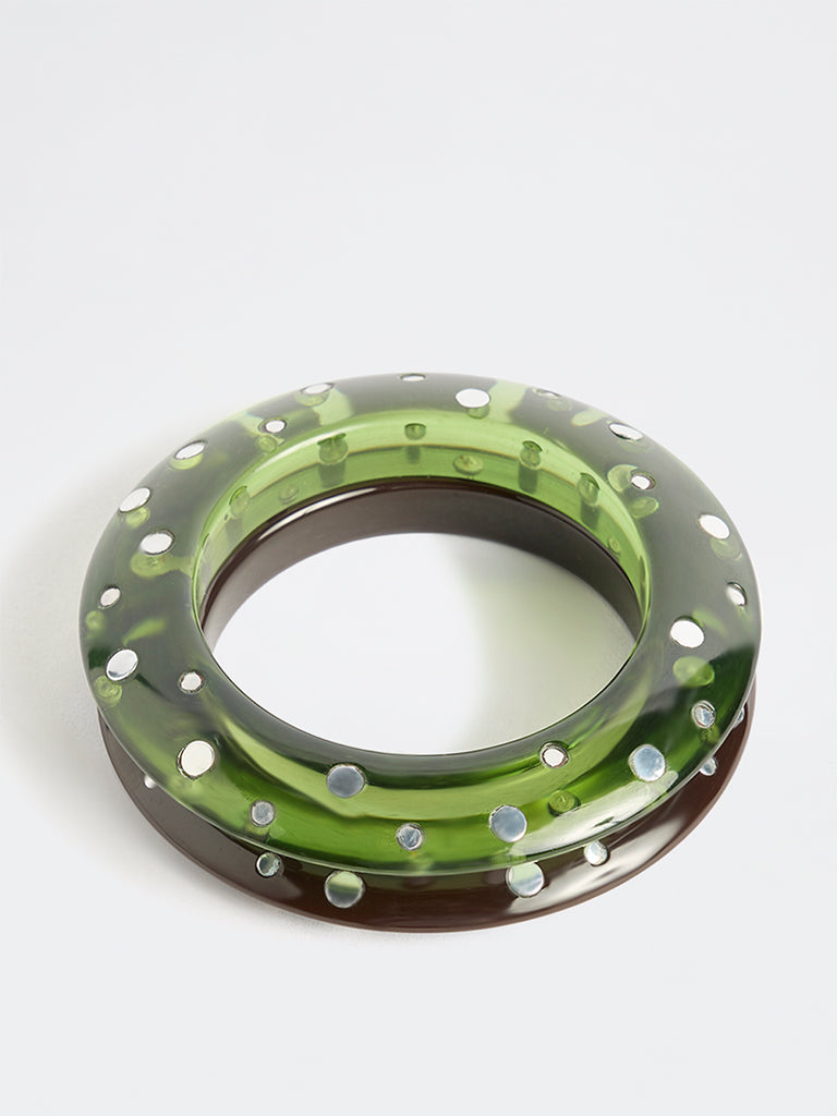 Westside Accessories Green and Brown Studded Bangles – Pack of 2