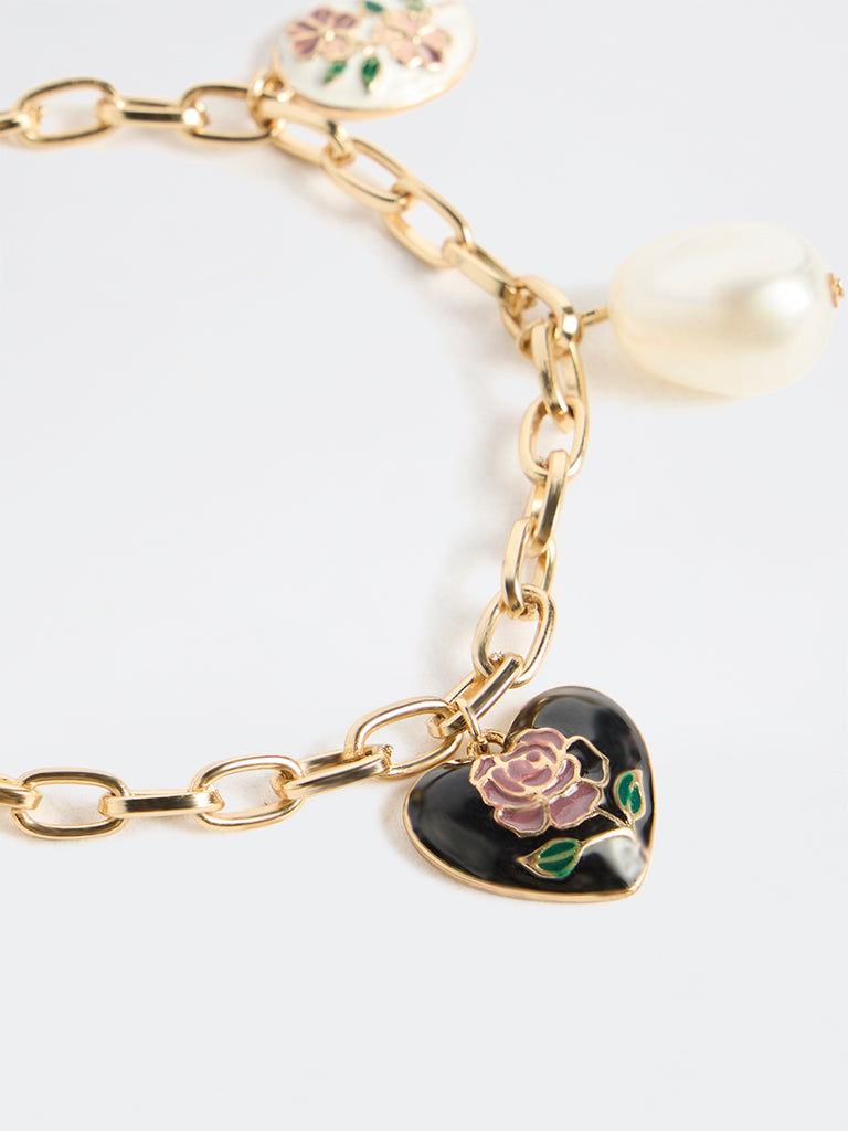 Westside Accessories Multicolour Enamel Charm Bracelet