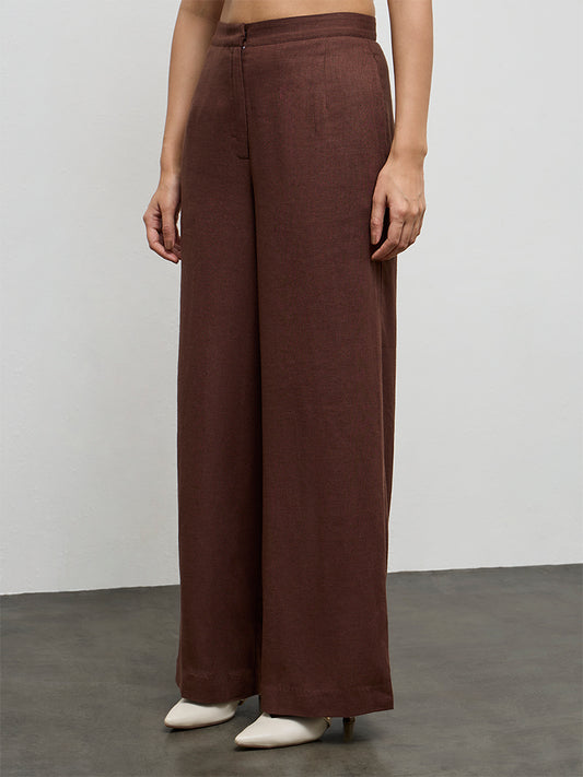 Wardrobe Brown High-Rise Cotton Trousers