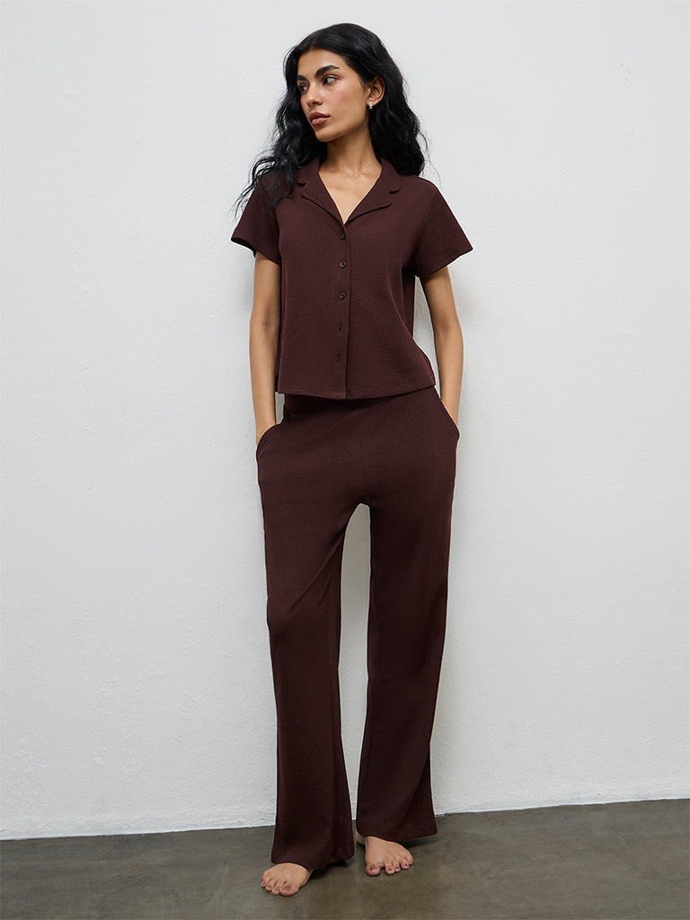 Superstar Purple Textured Cotton Shirt