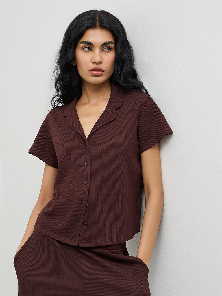 Superstar Purple Textured Cotton Shirt
